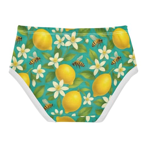 Joisal Toddler Underwear Floral 2t Cotton Panties for Girl Cartoon Briefs Girls Undies Vintage Bees Yellow Lemons Green2
