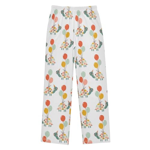 Cute Turtle Balloons White Boys Pants for Kids Jogger Pants with Pockets S-XL