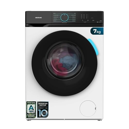 Cecotec Lavadora 7Kg Carga Frontal Bolero DressCode 7110 Inverter A. 1200RPM, 11 Programas, Clase A-10%, Motor Inverter Plus, Steam Max, Drum Clean, Programa Rápido 15', Delay Start y KidLock, Blanco