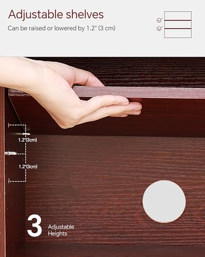 Image of SUNMORY 6 Tier Tree Bookshelf, Tall Small Bookcase with Storage Cabinet | Narrow Bookshelves Organizer, Floor Standing Book Case Shelf for Bedroom Living Room Home Office Corner, Cherry