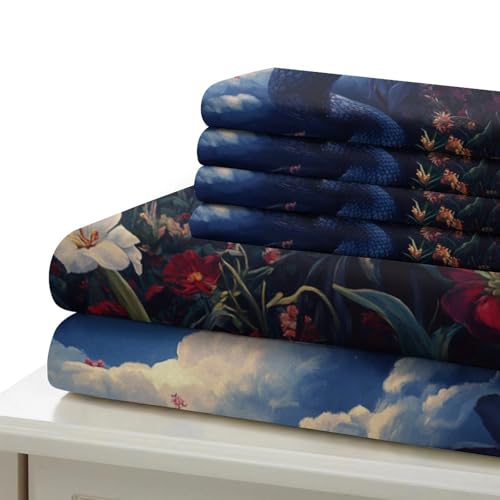 Drap de couette serpent 3D microfibre lavable et anti-décoloration - 7