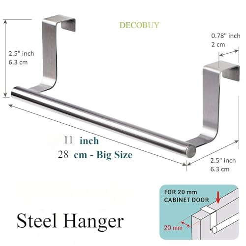 Image of Over The Door Hook Hanger 2 Pic Hanging Organizer Rack Steel Door Hook | Door Hanging Accessory Black (Towel Rod)