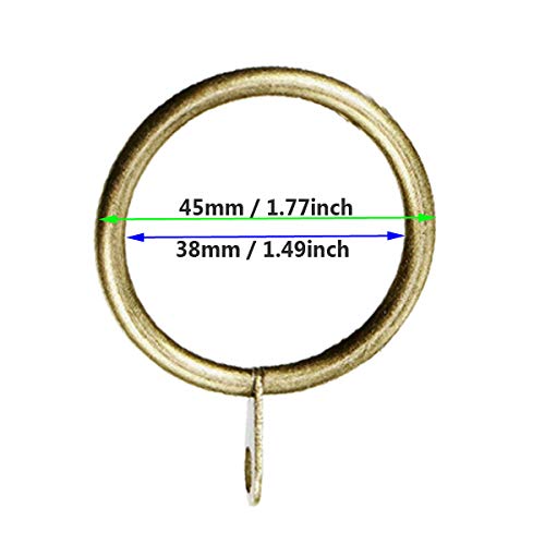 IPEAK 36 Anelli Per Tende In Metallo, Diametro 38 Mm, Grandi E Resistenti, Colore Nero, Per Aste E Ganci
