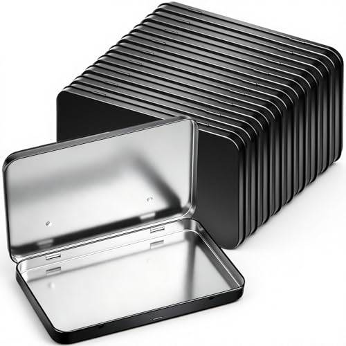 Image of Geiserailie 10 Pack Rectangular Metal Tin Box with Lid Metal Hinged Lid Tin Mini Paint Storage Box Empty Container Storage for Watercolor Jewelry Pen Candy Craft Organizer 7.0 x 4.2 x 0.6'' (Black)