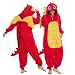 Laahoem Animal Dragon Pajamas Unisex Adult Zipper Hooded Sleepwear Men Women Jumpsuit Costume Cosplay Red XL