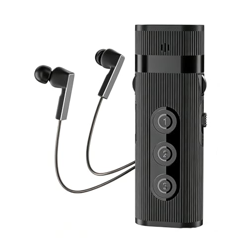 Plyisty Auriculares Amplificadores de Sonido, Dispositivo de Asistencia Auditiva con Cancelación de Ruido, Recargables para Ver Televisión y Conversaciones, Alcance de 30 Pies (BLACK)
