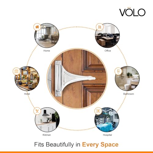 Image of VOLO Spring Based Door Closer - Automatic Self Closing Door Closer for Wood, Aluminium & PVC Doors - 4 Adjustable Speed, Durable All-Metal Construction | (30KG | Helical Spring | Chrome, 1 Piece)
