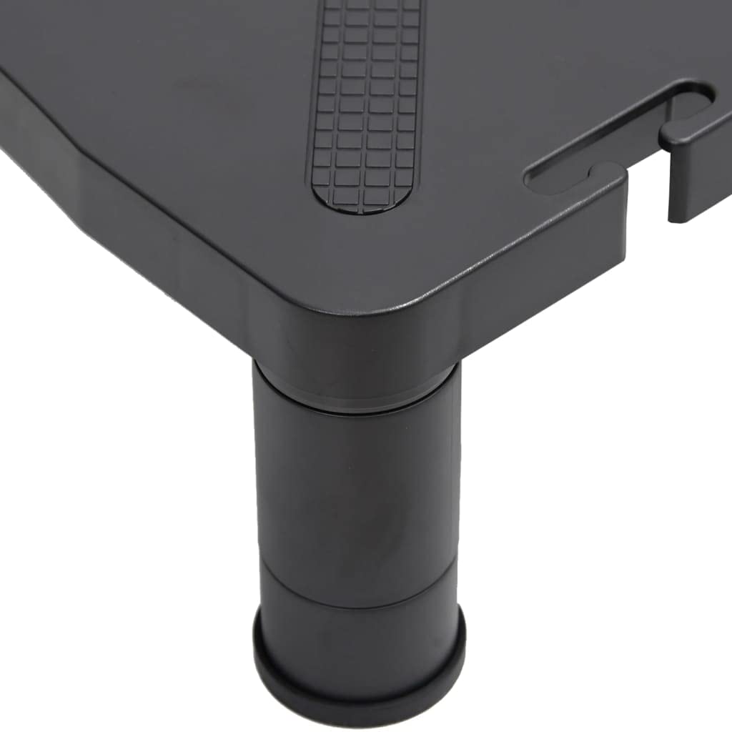 Supporto per monitor nero in polistirene HIPS resistente agli urti, 33,5 x 34 x 10,5 cm, regolabile in altezza, con spazio per tastiera e dispositivi multimediali, supporto ergonomico da