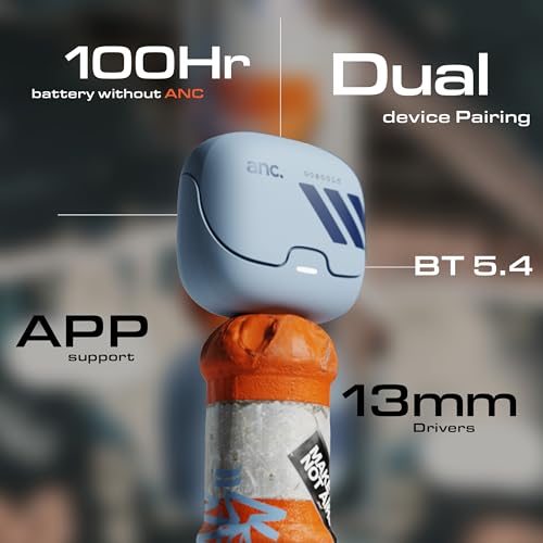 Image of GOBOULT Z40 Pro v2.0 in Ear Earbuds with ANC, 100H Playtime, Amp App Support, Active Noise Cancellation, Quad Mic ENC, Dual Device Pairing, 13mm Driver, Bluetooth 5.4 Wireless (Cloud Blue)
