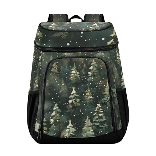 Winter Green Christmas Tree Cooler Backpack Cooler Insulated Leak Proof Lunch Backpack 36 Cans Waterproof Soft for Men Women Picnic Hiking Camping Beach