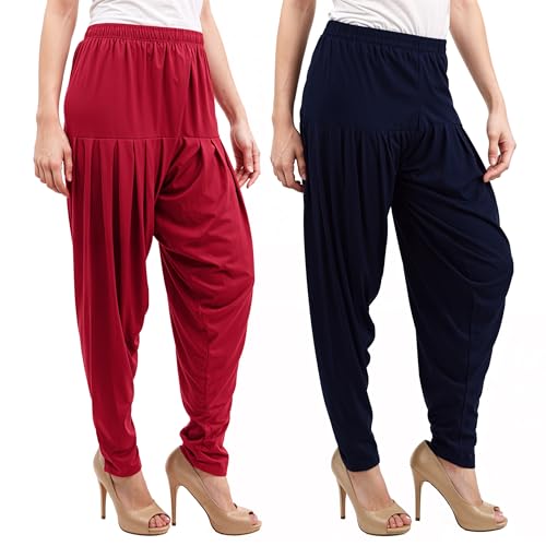Image of Buy That Trendz Women's Regular Fit Cotton Patiala Salwar (334-Rose Combo 2 Patiala RBlue Rose Royal Blue)
