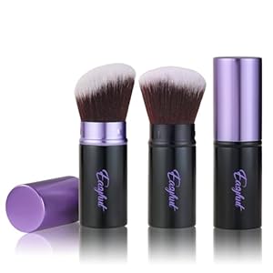 Retractable Kabuki Makeup Brushes 2 Pcs Blush Brushes Set Portable Powder Brushes with Flat and Angled Top for Liquid Cream Cosmetics Travel. (violet)