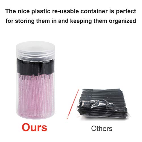 Image of CHEFBEE 100PCS Disposable Eyelash Spoolies Brush with Container, Pink Black