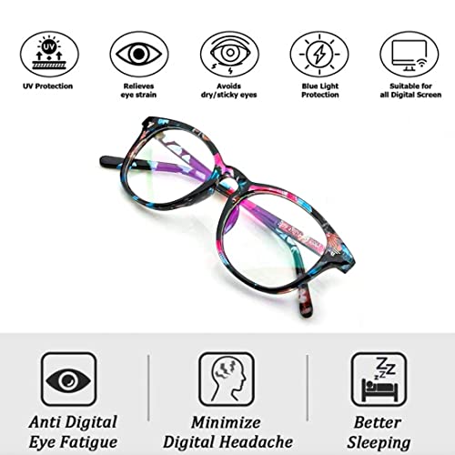 Image of ARICKS Round Blue Light Blocking Blue Cut Anti Glare Round Glasses Men and Women for Eye Protection from UV by Computer /Tablet /Laptop /Mobile