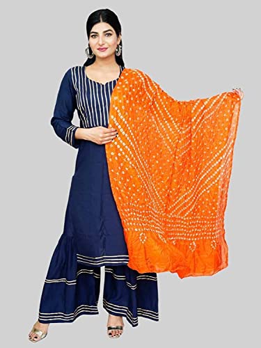 Image of PK HUB Women's Jaipuri Rajasthani Art Silk Bandhej Bandhani Dupatta