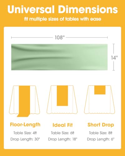 Image of Niuara Sage Green Plastic Table Runner Decorations, Disposable, 4 Pack