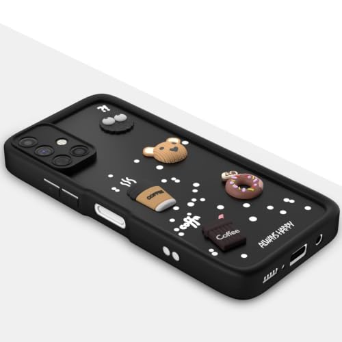 Image of Bintage Back Cover Compatible for Samsung M51 4G | Cute Fun Ball | 3D Taddy Smiley Coffee | Milk Case | Full Body Protection - Black