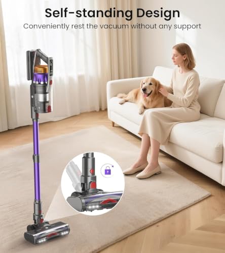 Image of NADALY Cordless Vacuum Cleaner, 55KPa 650W 70-Min Vacuum Cleaners for Home, Anti-Tangle Brush, 1.8L Capacity, Lightweight Stick Vacuum Cleaner Pet Hair Hardwood Floors Carpet
