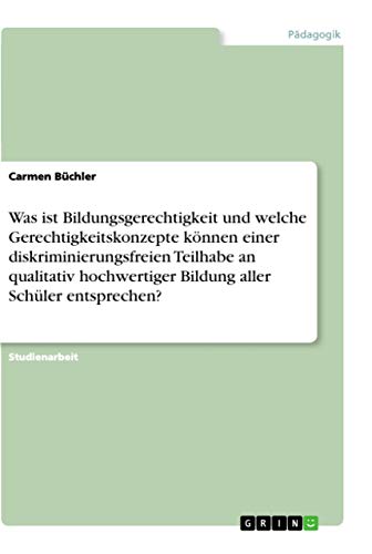 Was ist Bildungsgerechtigkeit und welche Gerechtigkeitskonzepte können einer diskriminierungsfreien Teilhabe an qualitativ hochwertiger Bildung aller Schüler entsprechen? (German Edition)