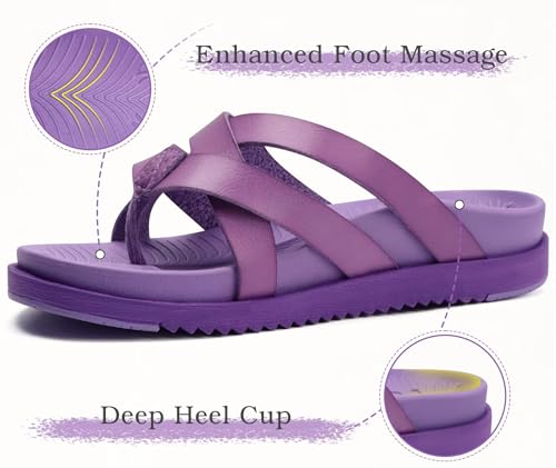 Image of KuaiLu Womens Dressy Orthotic Flip Flops Trendy Comfortable Cushion Recovery Walking Criss Cross Thong Sandals Lightweight Yoga Foam Summer Slides with Plantar Fasciitis Arch Support