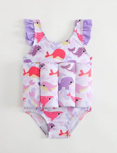 Image of IDOPIP Kids Boys Girls Floatation Swimsuit with Adjustable Buoyancy Baby Float Suit Swim Vest One Piece Swimwear Bathing Suit