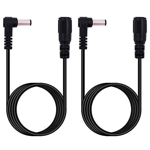Fancasee (2 Pack 6 ft) 5.5mm x 2.5mm DC Power Extension Cable 90 Degree Right Angle Male to Female Plug Jack Extension Cord for Wireless IP Camera CCTV Security Camera Surveillance LED