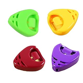 Rayzm Lot de 4 supports en plastique pour médiators de guitare, jaune, vert, violet et rouge - Les Beatles, Paul McCartney, John Lennon, RIngo Starr, George Harrison