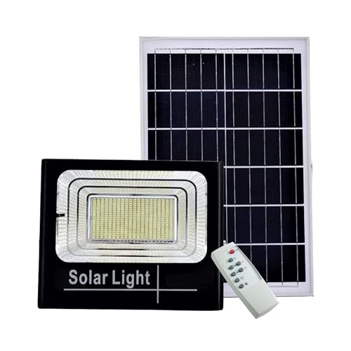 YASTA Faro LED Esterno Solare 400W Luminoso - Faretto Alta Luminosità con Pannello Solare e Crepuscolare, Luce Fredda 6500K, Impermeabile IP67, Telecomando Incluso - Ideale per Giardino e Cortile