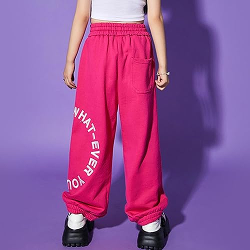 Image of Rolanko Girls' Jogger Pants Active Kids Sweatpants with Pocket Hip Hop Streetwear Trousers 4-14 Years