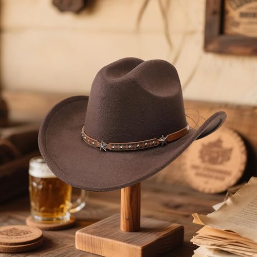 Sombrero Unisex Cowboy estilo Fedora con cinturón de cuero miniatura 3