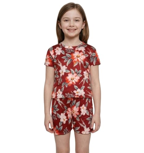 Image of FNOCKS Girls Printed Night Suit, Top & Bottom Set Half Sleeve. Girls Night Wear | Lounge Wear (100% Pure Cotton Hosiery Material)