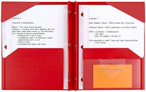 Five Star 2-Pocket Folder, Plastic Folder with Stay-Put Tabs and Prong Fasteners, Fits 3-Ring Binders, Includes Writable Label, Holds 11