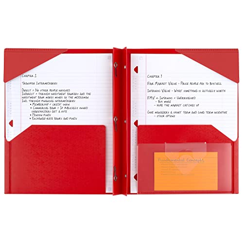 Five Star 2-Pocket Folder, 4 Pack, Plastic Folder with Stay-Put Tabs and Prong Fasteners, Holds 8-1/2" x 11" Paper, Black - Image 2