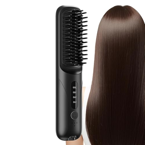Cepillo alisador de pelo | Herramienta de peinado inalámbrica | Peine alisador de viaje, para casa, apartamento, salón, viajes de negocios, mujeres, hombres, viajeros