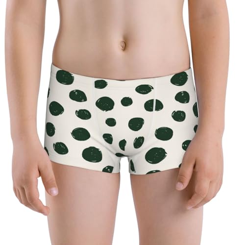 Boys' Cotton Boxer Brief Soft Underwear-Abstract Green Polka Dot