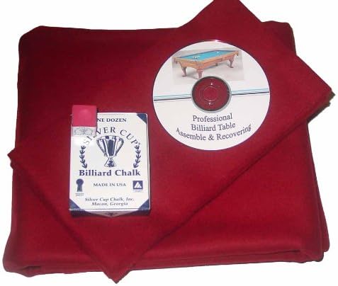 8' Proline Classic Precut Burgundy Pool Table Felt Cloth, DVD & Cue Chalk