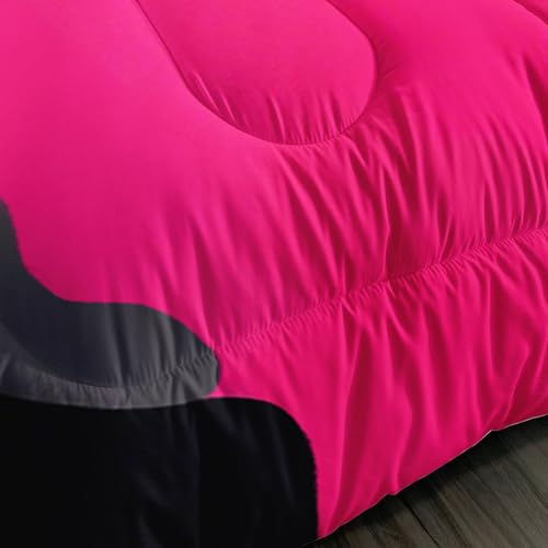 Image of QOOMO 3Pcs Flowers Comforter Set Twin Size,Leopard Print Bedding Set for Teens Boys Girls,Pink Comforter with 2 Pillowcases,Soft and Lightweight