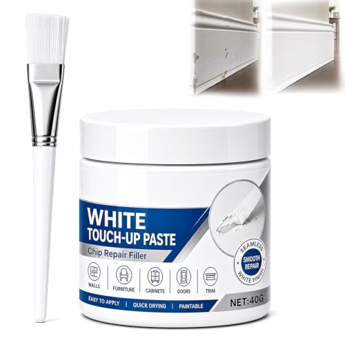 Image of White Furniture Touch-Up Paste with Brush, 40g Wood Repair Filler (White*1)