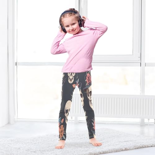 Toddler Girls Leggings Printed Yoga Pants Leggings Skulls Floral and Hats for Kids4