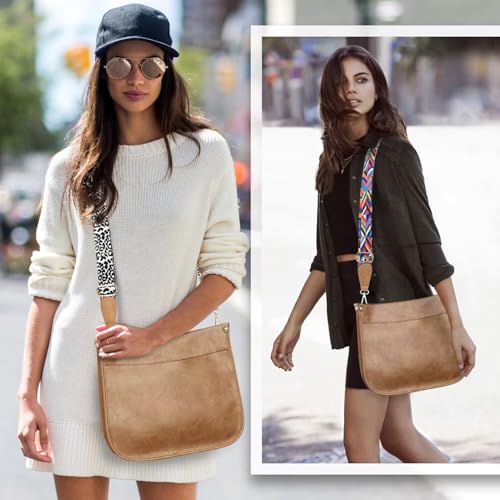 Image of AUYOCO Vegan Leather Crossbody Bags for Women, Crossbody Purse with Guitar Strap Zipped Pockets Handbag Shoulder Bag
