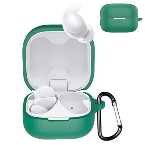 JXRICH For SONY linkbuds fit WF-LS910N ケース ソニー linkbuds fit WF-LS910N 用 カバー 落下防止 キズ防止 シリコンケース 装着充電可能 全面保護 カラビナ付き(グリーン)