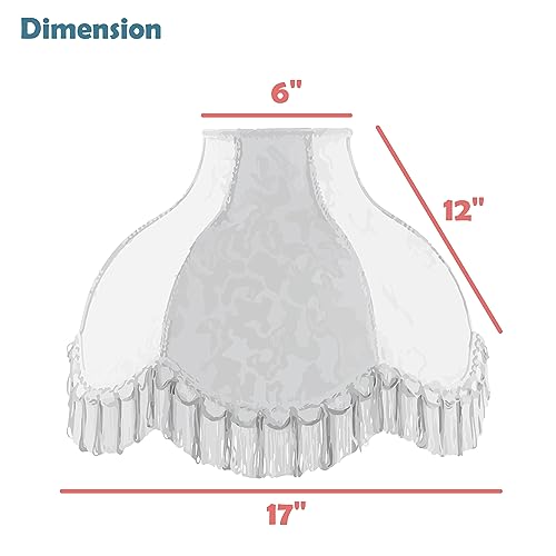 Image of Aspen Creative 30309 Transitional Scallop Bell Shape Spider Construction Lamp Shade in Brown with Beige Trim, 17 inch wide (6 inch x 17 inch x 12 inch)
