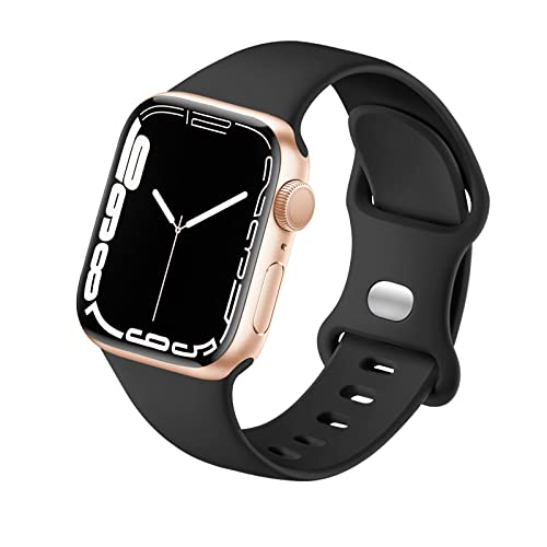HdanMole Kompatibel mit Apple Watch Armband 38mm 40mm 41mm 42mm 44mm 45mm 46mm, Weiches Silikon Sport Armband Ersatz für iWatch Series 11 10 9 8 7 6 5 4 SE 3 2 1 Herren Damen, Schwarz