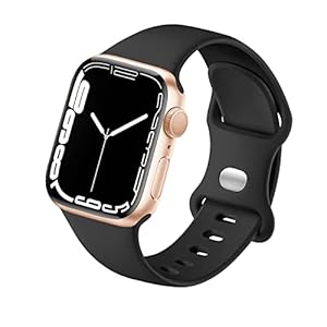 Kompatibel mit Apple Watch Armband 38mm 40mm 41mm 42mm 44mm 45mm 46mm, Weiches Silikon Sport Armband Ersatz für iWatch Series 10 9 8 7 6 5 4 3 2 1 SE Herren Damen, Schwarz