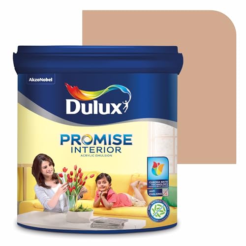 Image of Dulux Promise Interior Emulsion Paint (10L, Light Biscuit) | Wall paint with Chroma Brite Technology for brighter longer-lasting colors | Rich Finish | Anti-chalk | Water-based | 3-year warranty