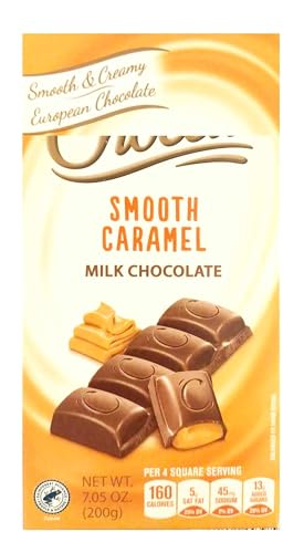 Milk Chocolate Caramel Filled Bar, Smooth European Creamy Cocoa, Gluten Free Snack Snacking Gift Food Dessert Valentine's Day Treat, Choceur 7oz Candy
