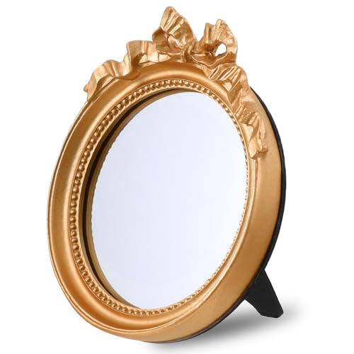 Small Gold Vintage Makeup Desk Mirror