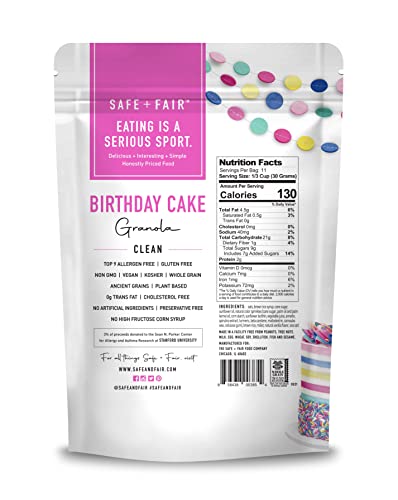 Image of The Safe + Fair Food Company Birthday Cake Granola - 12oz | Gluten-free, vegan & plant-based snack, natural sprinkles, allergen-free, non-GMO