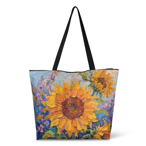 Image of Art Lover Zippered Tote Bag Waterproof Large Work Tote Bags, Artwork Women's Purse Handbags Travel Totes