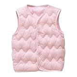 キッズ ダウン ベスト 暖かい 中綿 vネック ベビー ジャケット vネック 男の子 女の子 軽量 前開き アウター 子供 スポーツ かわいい あったか ダウンコート 綿入れ 保温 ノースリーブ 防寒対策 防風 アウトドア 通園 通学 春 秋 冬 90-130(ライトピンク,120)